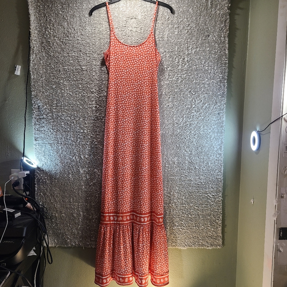 Michael Kors Orange Printed Maxi Dress